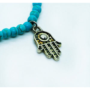 Bracelet cheville turquoise main de Fatima