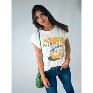 T-shirt manches ourlet blanc Rock & Fly