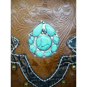 Sac boho gypsy tarifa avec pierre turquoise et franges