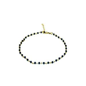Collier chaîne ras de cou mini perles en verre noire