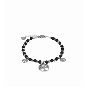 Bracelet perles de verres arbre de vie argenté