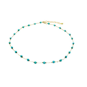 Collier chaîne ras de cou mini perles turquoises