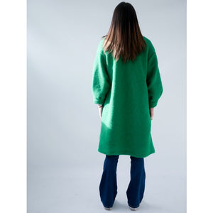 Manteau long vert en laine