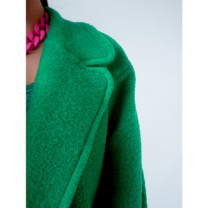 Manteau vert long en laine