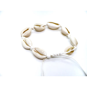 Bracelet avec coquillages cauris blanc