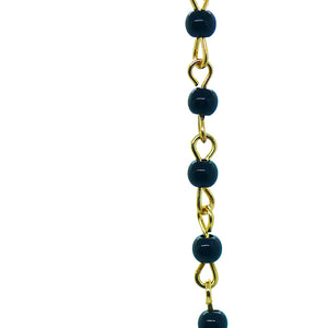 Collier chaîne ras de cou mini perles en verre noire