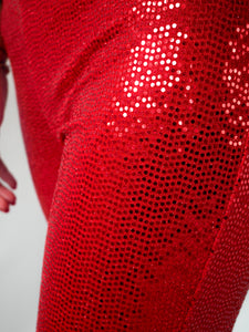 Pantalon flare sequins rouge