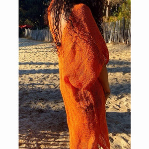 Robe en toile de chanvre orange